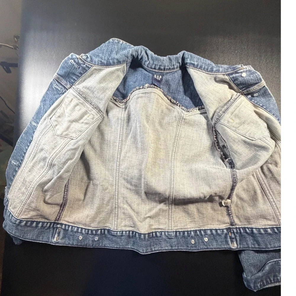 GAP Womens Medium Wash Stretch Denim Trucker Jacket Blue Size M RN 54023 K6